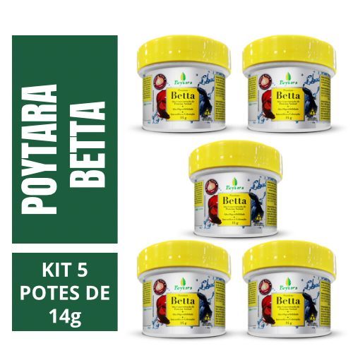 Kit 5 Rações para Peixe Beta Rações Poytara Para Peixes Poytara Betta Premium 14g.