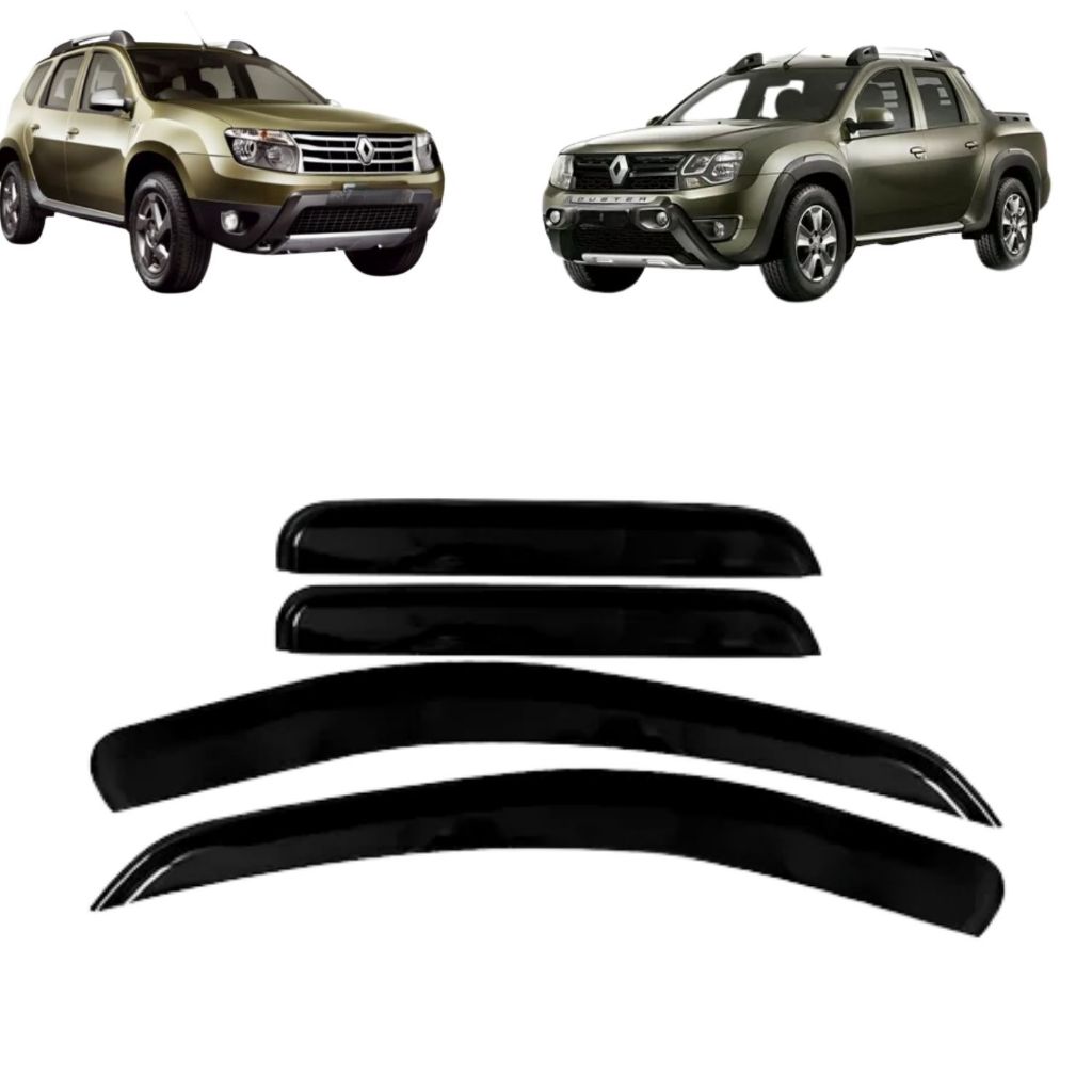 KIT DEFLETOR CALHA CHUVA RENAULT DUSTER 04 PORTAS 2011/2015 E OROCH 2015/2016