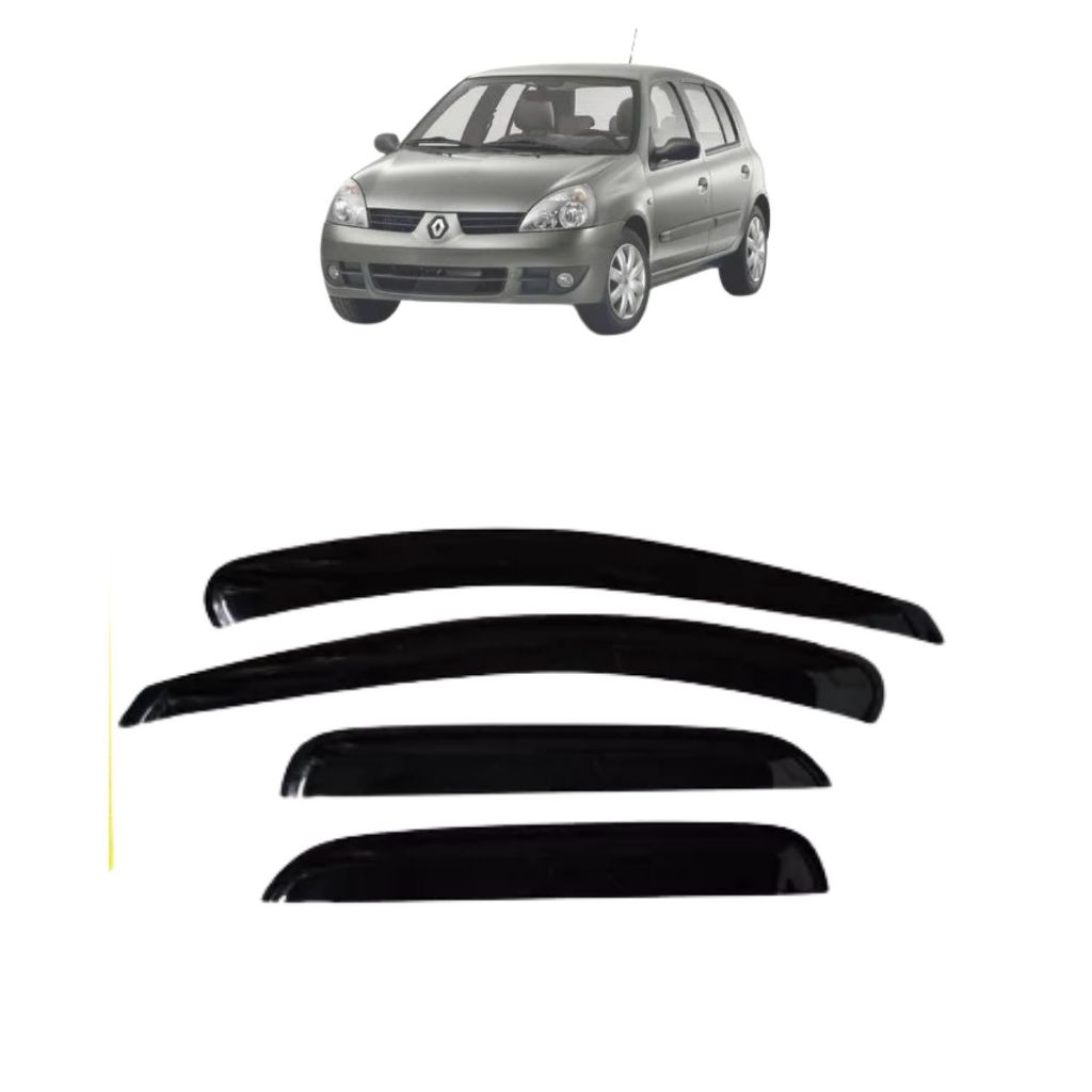 KIT DEFLETOR CALHA CHUVA RENAULT CLIO 00/16 HATCH SENDAN 4 PORTAS em Oferta na Shopee