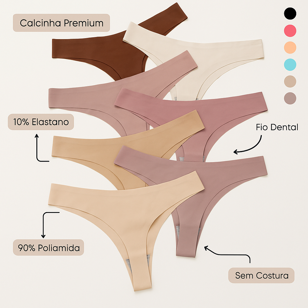 Kit 7 ou 4 Unidades de Calcinha Fio Sem Costura a Laser em Oferta na Shopee