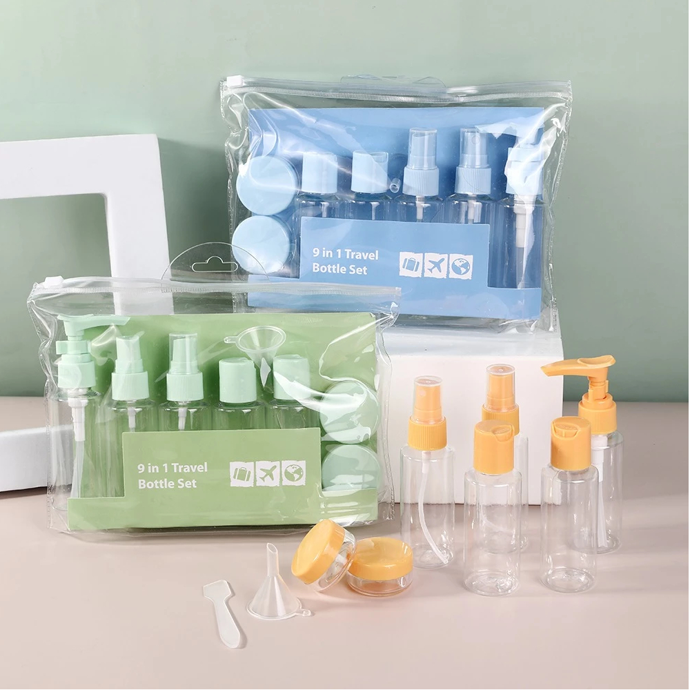 Imagem Kit Frasco Viagem 9 Peças Higiene Pessoal Cosmético