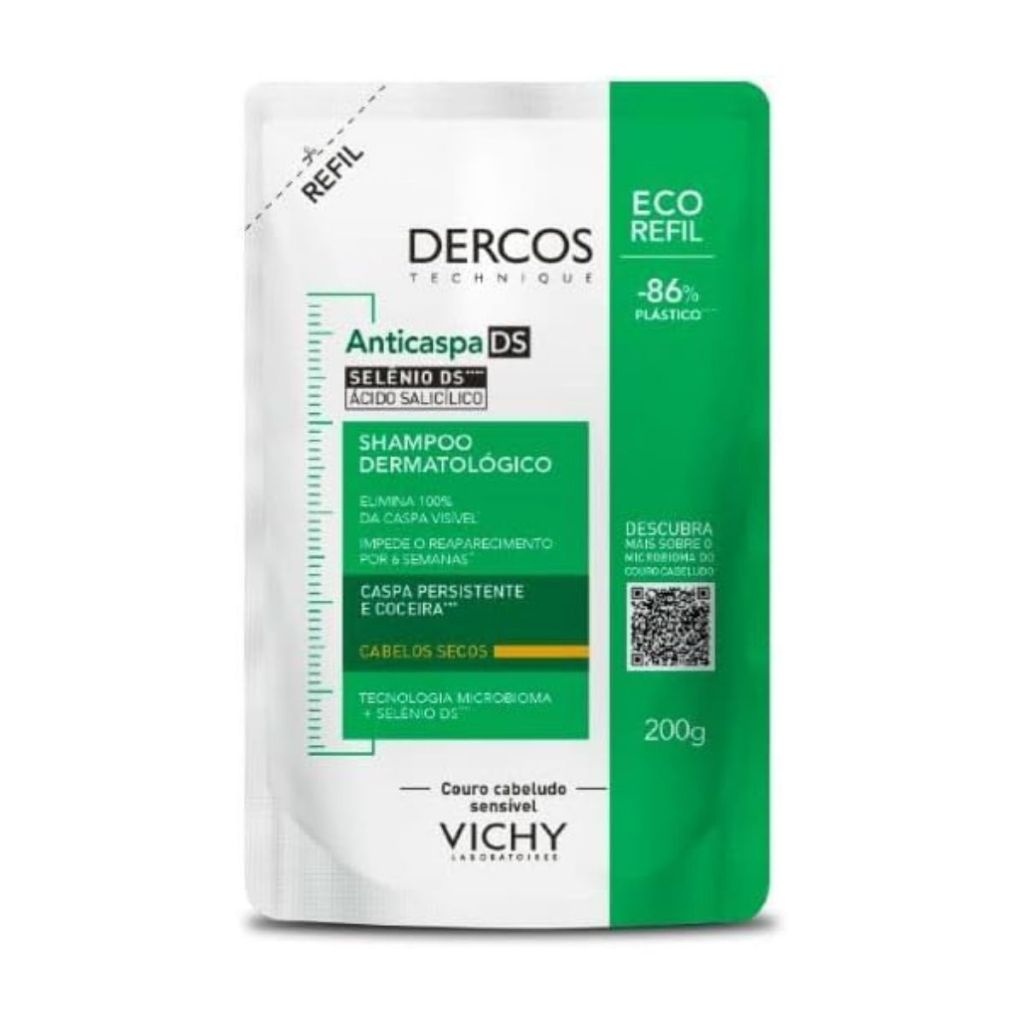 Shampoo Vichy Dercos Anticaspa DS Dermatológico Cabelos Secos Com 200g