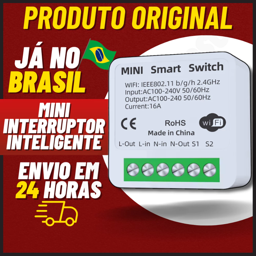 Mini Interruptor Inteligente Módulo WIFI 16A Mini Disjuntor Smart Funciona Com Alexa Google Tuya e Controle de Voz