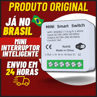 Mini Interruptor Inteligente Módulo WIFI 16A Mini Disjuntor Smart Funciona Com Alexa Google Tuya e Controle de Voz