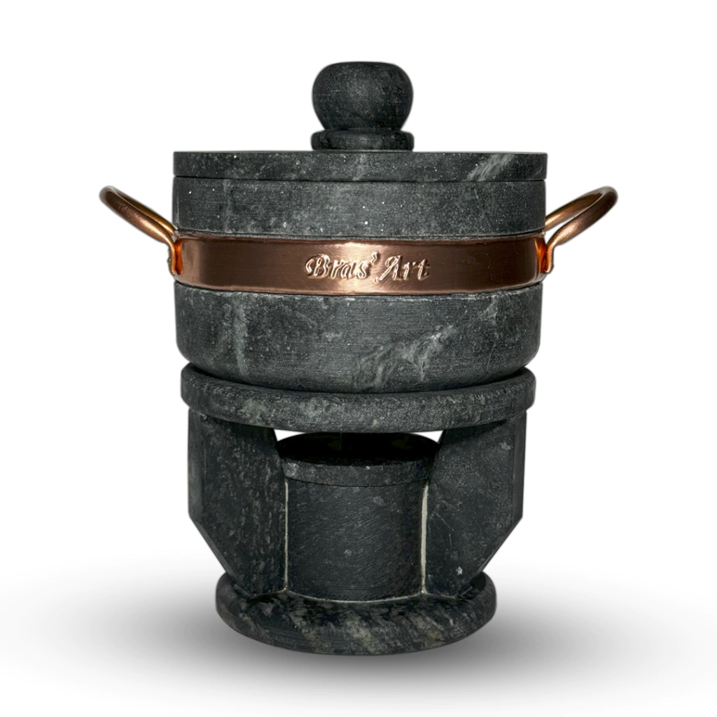 Fondue De Pedra Sabão Ideal Para Queijo e Chocolate De Pedra Sabão Panela  1,5 Litros e Rechaud