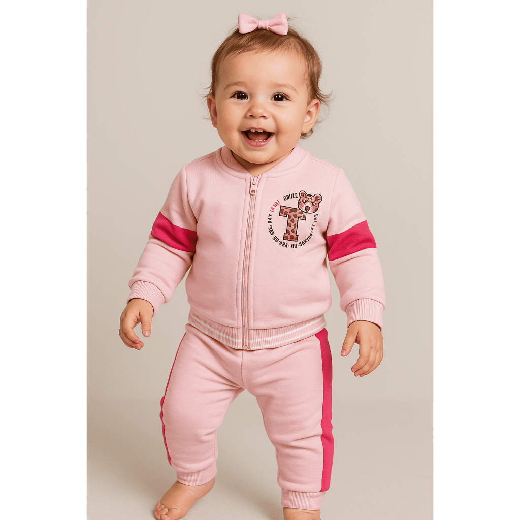 Conjunto Moletom Infantil Bebê Menina Conforto Estampado Blusa Moletom +Calça Inverno Quentinho Fofo