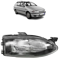 Farol Palio G1 1996 1997 1998 1999 2000 Máscara Cromada Foco Simples Lente Estriada Vidro