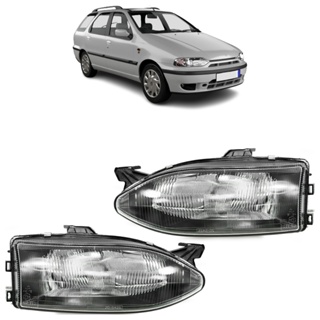 Par Farol Palio G1 1996 1997 1998 1999 2000 Máscara Cromada Foco Simples Lente Estriada Vidro em Oferta na Shopee
