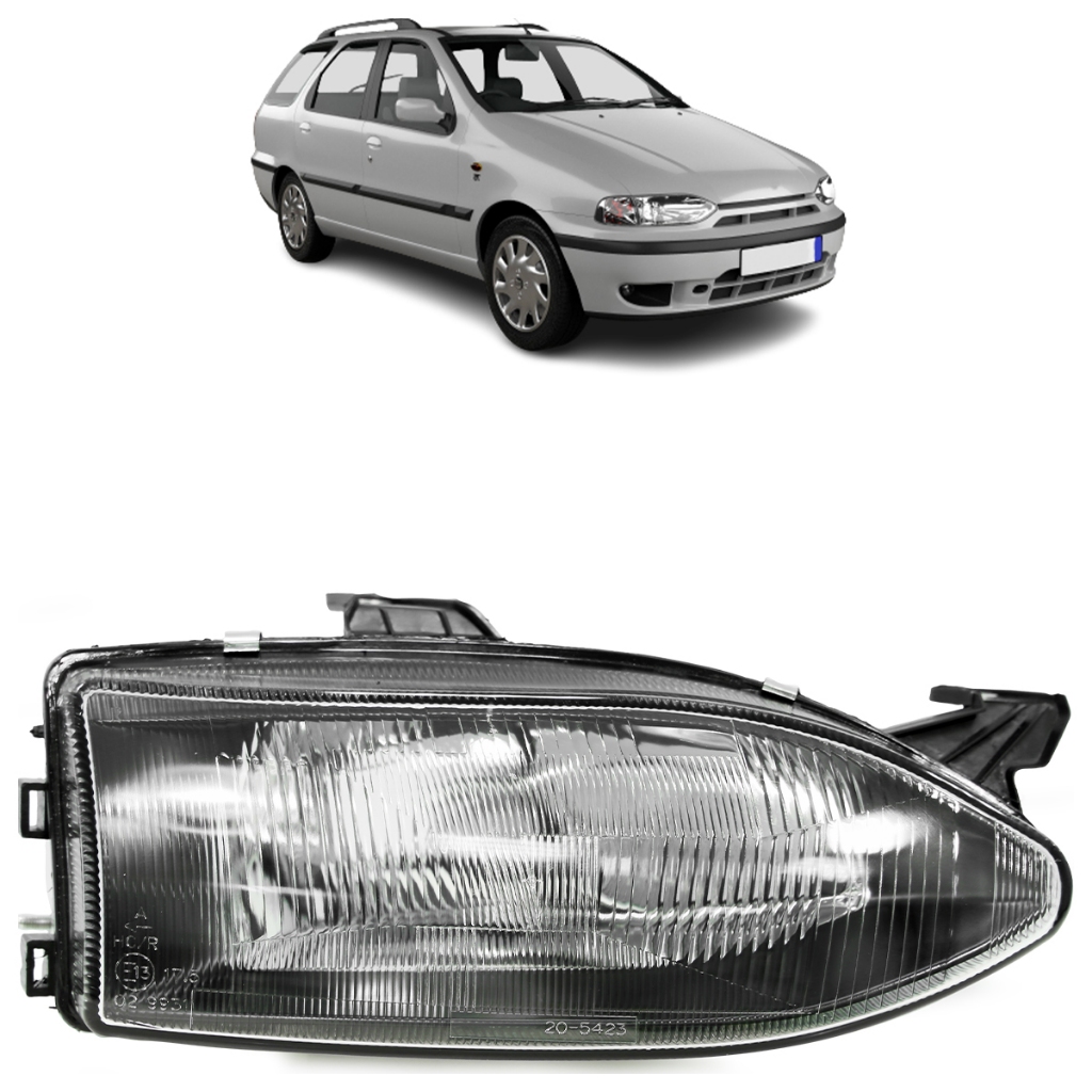 Farol Palio G1 1996 1997 1998 1999 2000 Máscara Cromada Foco Simples Lente Estriada Vidro em Oferta na Shopee