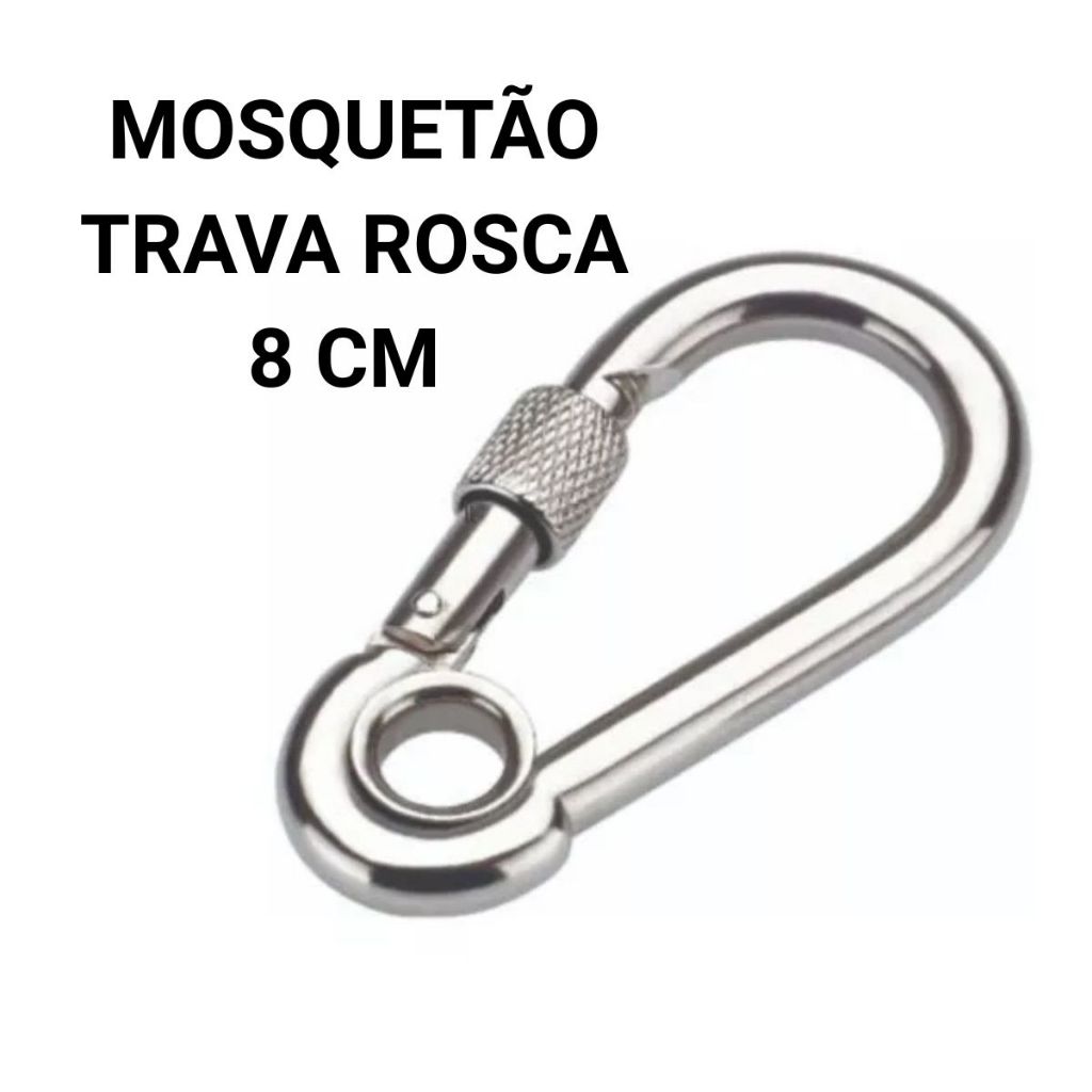 2 Mosquetão Aço Carbono 8cm 8x80 Trava Roscada Suporta 230kg Academia Musculação Com Olhal em Oferta na Shopee