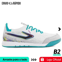 Chuteira Futsal Topper Dominator Fuse II Masculina Branca Original Com Nota Fiscal e Garantia