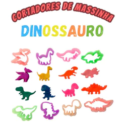 50 Cortador de Massinha Dinossauro Neon Forminha Modelar P Kit Festa Aniversario Prenda Lembrancinha