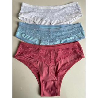 Kit 3 Calçola Cintura Alta Tanga Cós Alto Segura Barriga Conforto Feminina Reduz Culote Plus Size em Oferta na Shopee