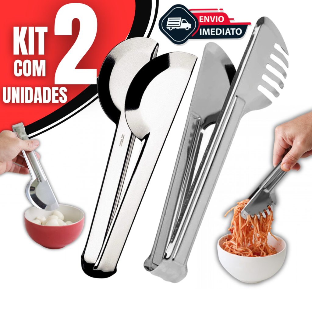 Kit Cozinha 2 Peças Pegador Universal, Massa e Frios em Aço Inox Para Cozinha e Restaurantes