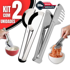 Kit Cozinha 2 Peças Pegador Universal, Massa e Frios em Aço Inox Para Cozinha e Restaurantes
