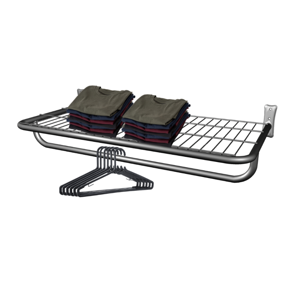 Arara de Roupas Prateleira c/ Pingente Parede 0,40 x 1,0m Preta/Branca em Oferta na Shopee