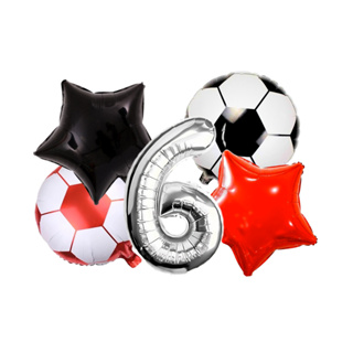 Kit 5 Balões Metalizados FUTEBOL - Vermelho e Preto - Mesversário com Número 40cm em Oferta na Shopee
