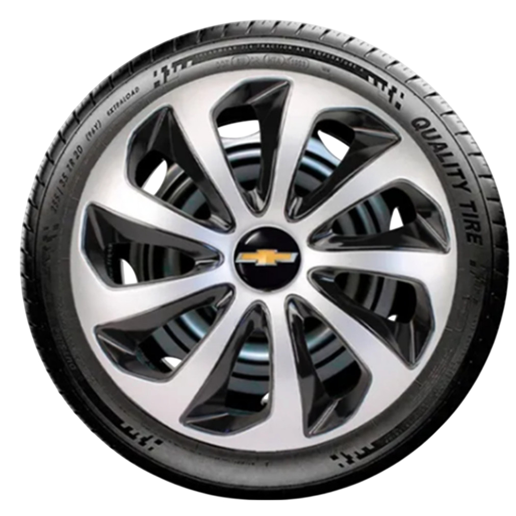Jogo 4 Calota Esportiva Aro 15 GM Onix Prisma Cobalt Agile Spin 2013 até 2018