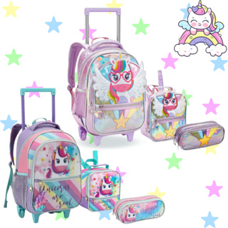Mochila Feminina de Rodinha Menina Infantil Escolar Unicórnio Pop IT Kit Lancheira Térmica e Estojo em Oferta na Shopee