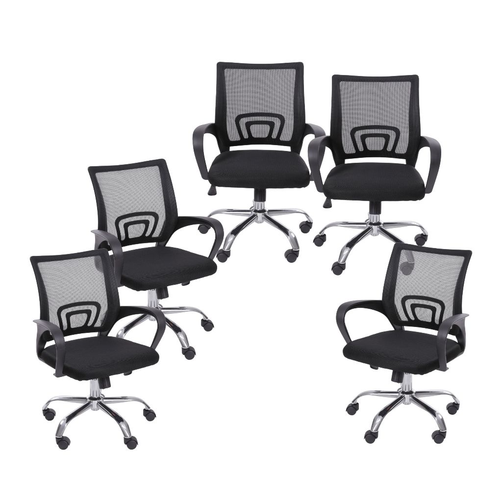 Cadeira de Escritório Tok Baixa Preta com Rodízios e Base Cromada Or Design - Home & Living