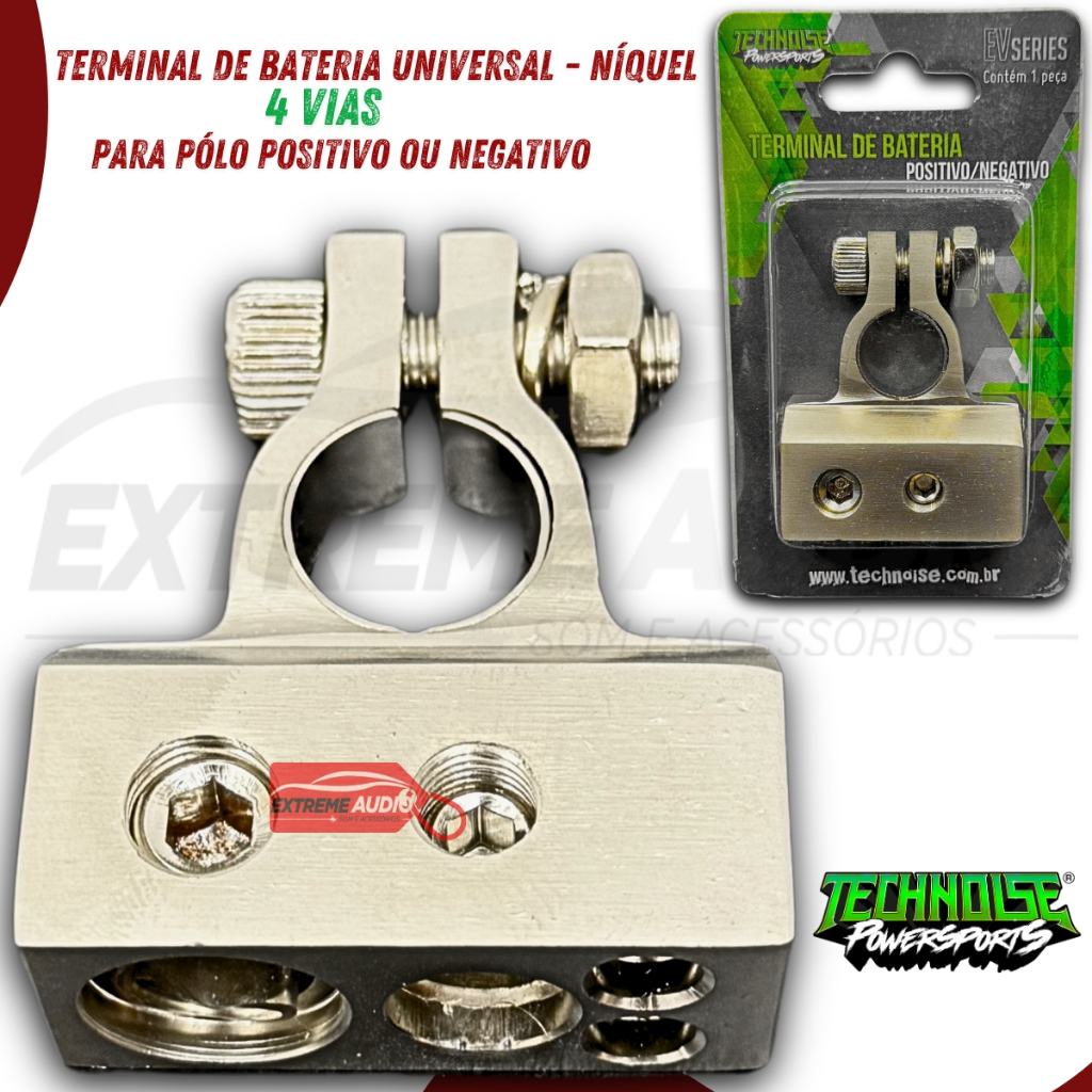 Terminal De Bateria Universal Níquel 4Vias TECHNOISE em Oferta na Shopee