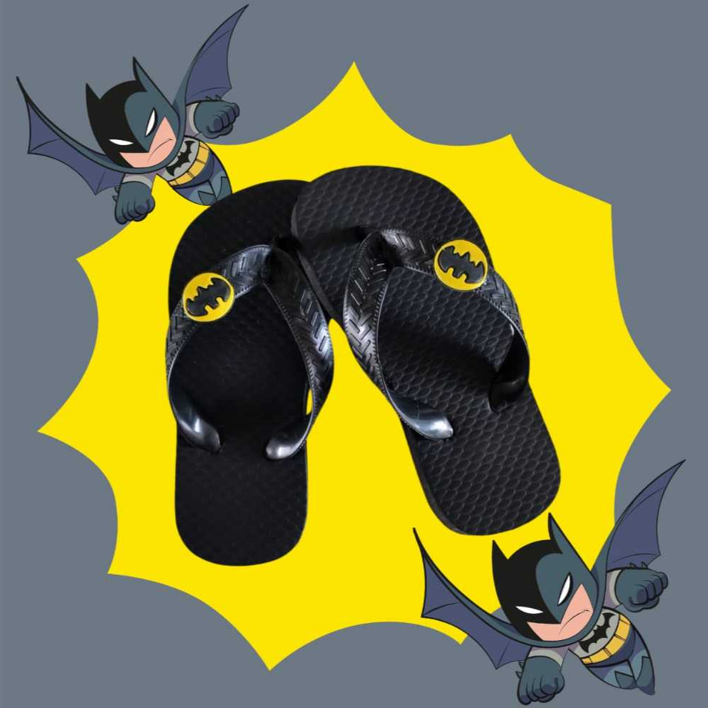 Chinelo Baby e Infantil Preto do Batman Desenho Menino Juvenil Masculino Sandália