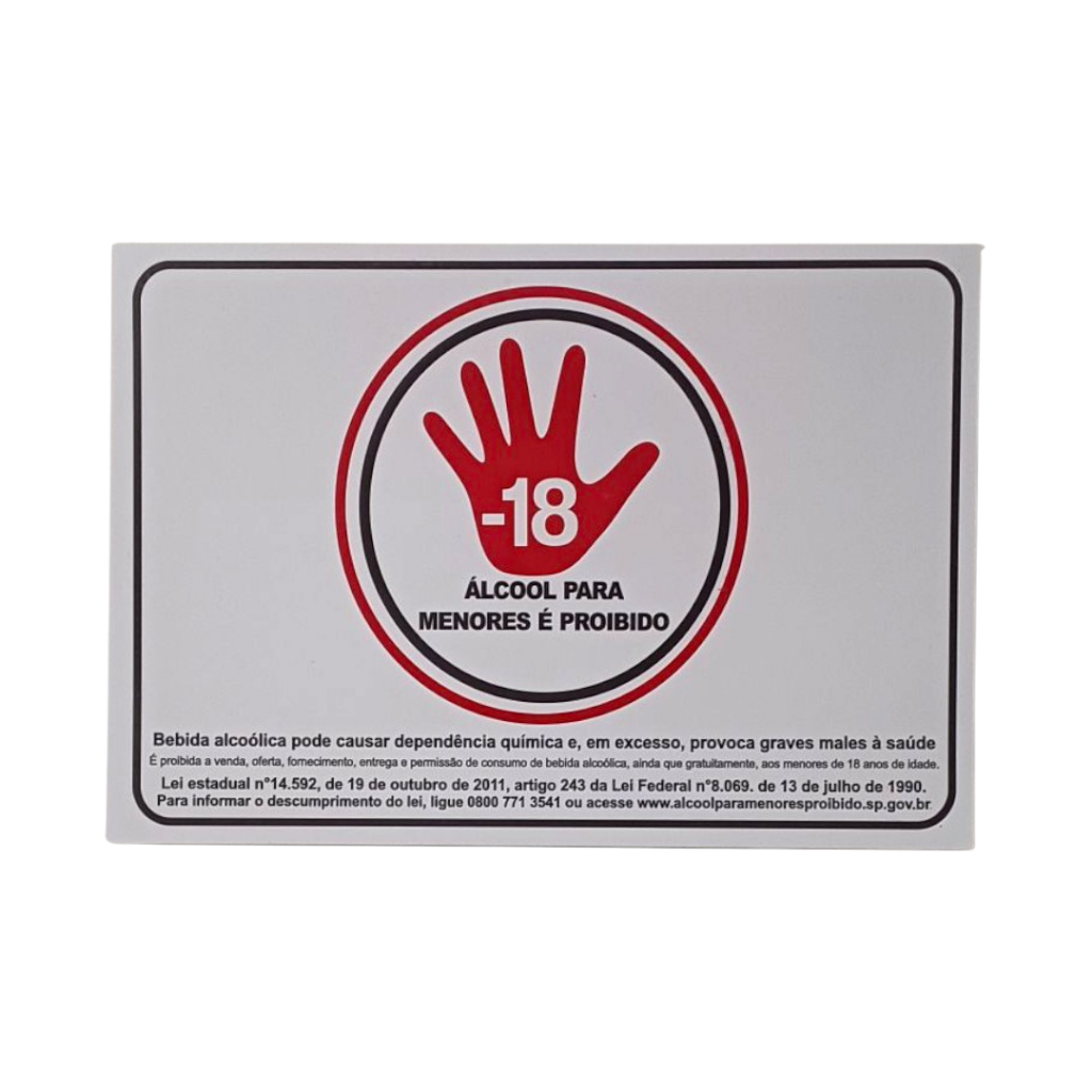 Placa De Proibida A Venda De Bebidas Para Menores De 18 Anos - Kit com 2