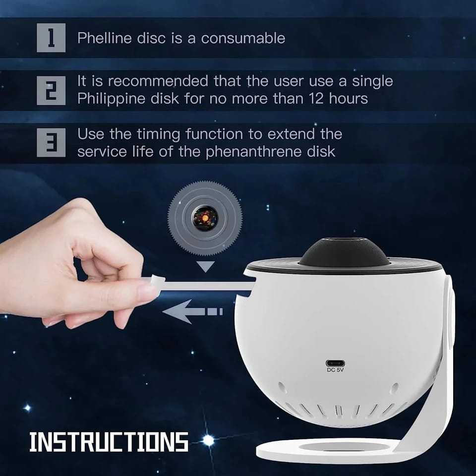 Projetor Estrelas Planetário Galáxia 12 em 1 com Discos HD e Luz Noturna LED