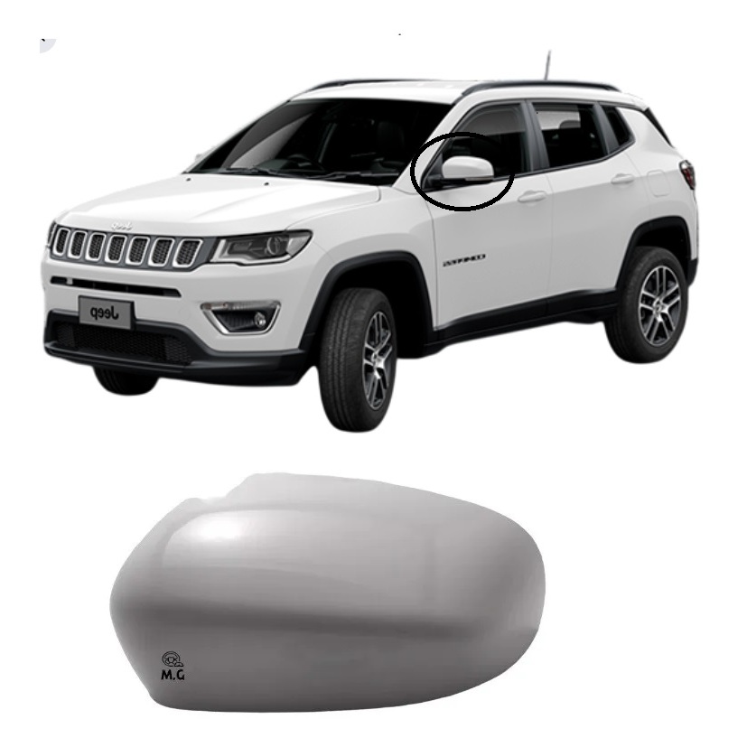 Capa Retrovisor Jeep Compass/ Fiat Toro Branco Ambiente Original Lado Esquerdo