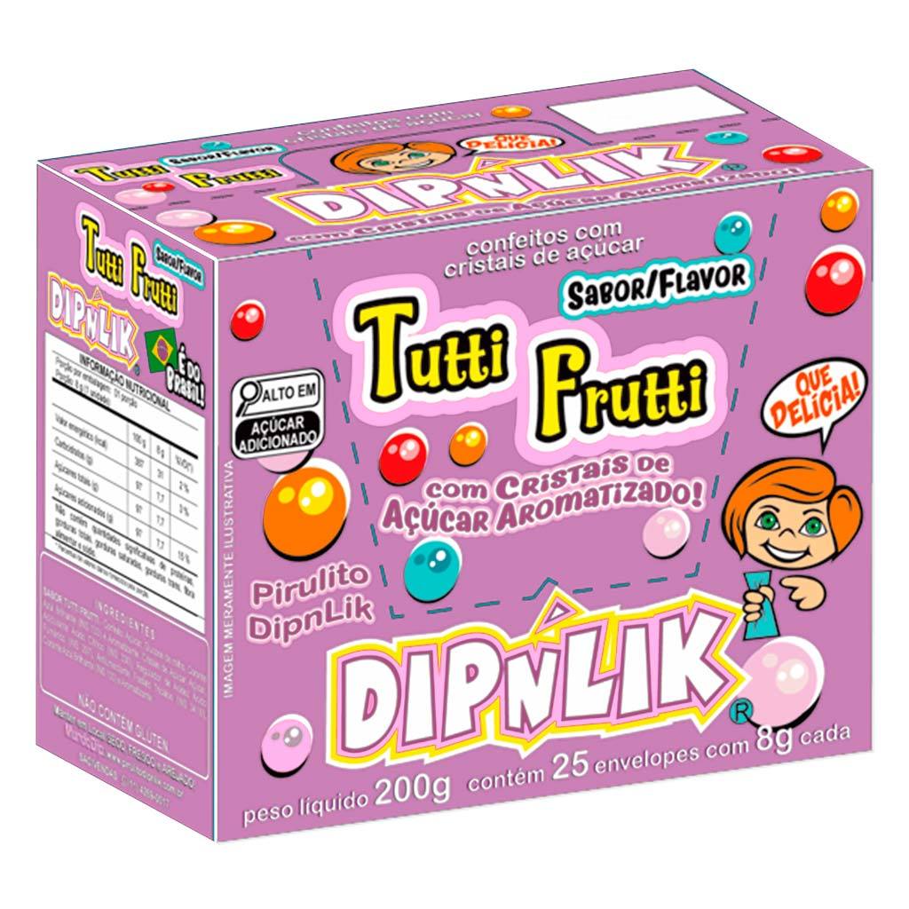 Pirulito com Açúcar Sabor Tutti Frutti c/25 - Dipnlik