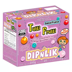 Pirulito com Açúcar Sabor Tutti Frutti c/25 - Dipnlik