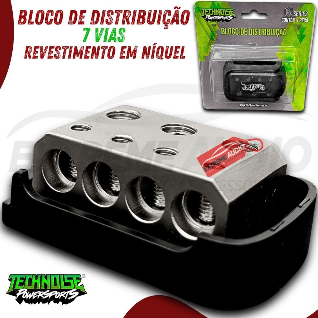 Bloco Distribuidor Technoise 7 Vias Revestimento Níquel em Oferta na Shopee