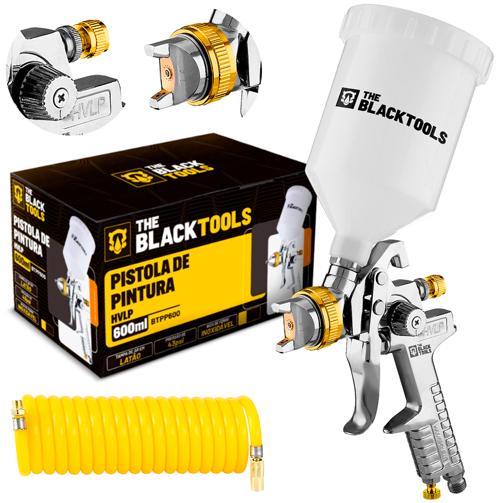 Pistola De Pintura Hvlp Gravidade 600 Ml + Mangueira De Ar The Black Tools em Oferta na Shopee