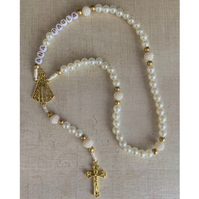Terço personalizado Nossa Senhora Aparecida. Lembrança batizado, aniversário, primeira comunhão.
