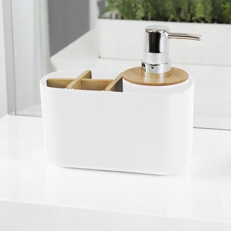 Dispenser Sabonete Líquido Detergente 280ml Pia Bancada Organizador Banheiro Porta Escovas...