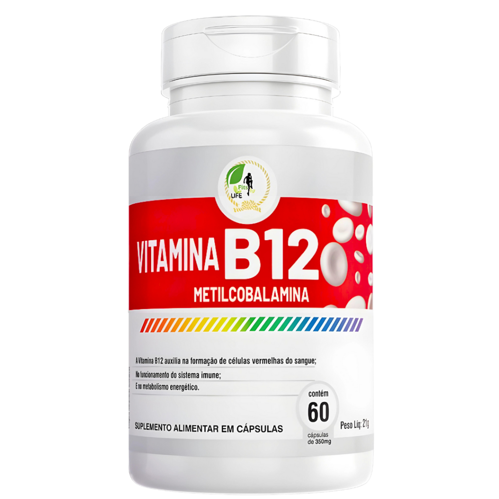 Kit C/5 Vitamina B12 Metilcobalamina Fits Life - 60 cápsulas