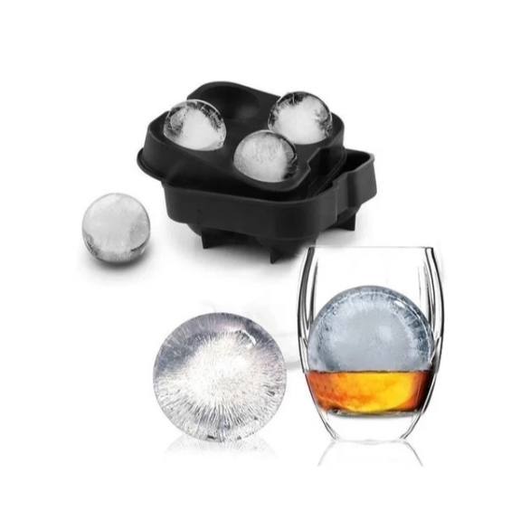 Forma De Gelo Redonda 4 Esferas Em Silicone Preto/Azul Resistente em Oferta na Shopee