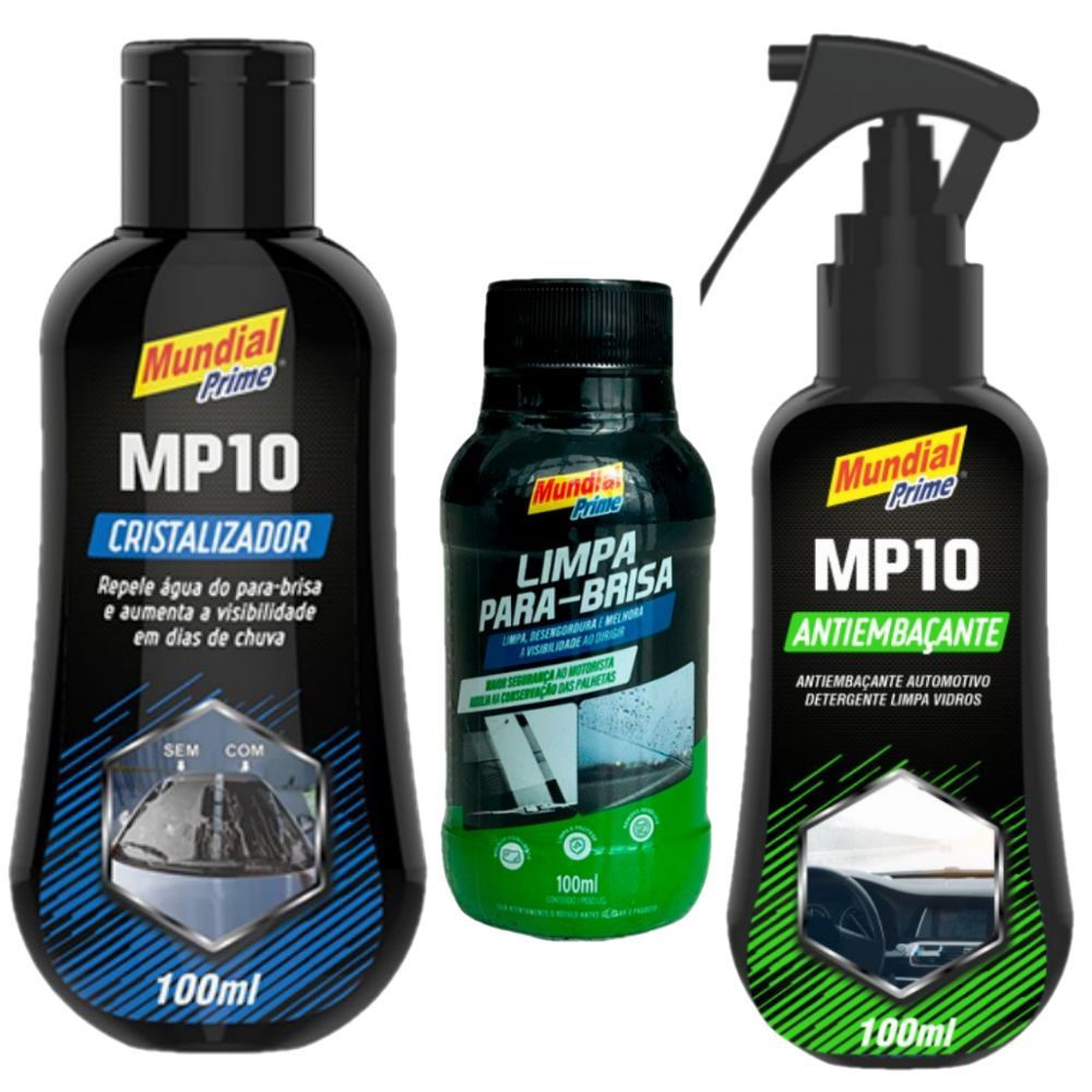 Spray Antiembaçante + Cristalizador + Limpa Para-Brisa p/ Vidro Automotivo Carro Parabrisa MUNDIAL P em Oferta na Shopee