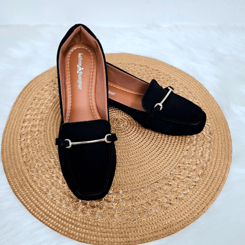 Mocassim Sapatilha Feminina Nobuck Preto Traseiro Confort