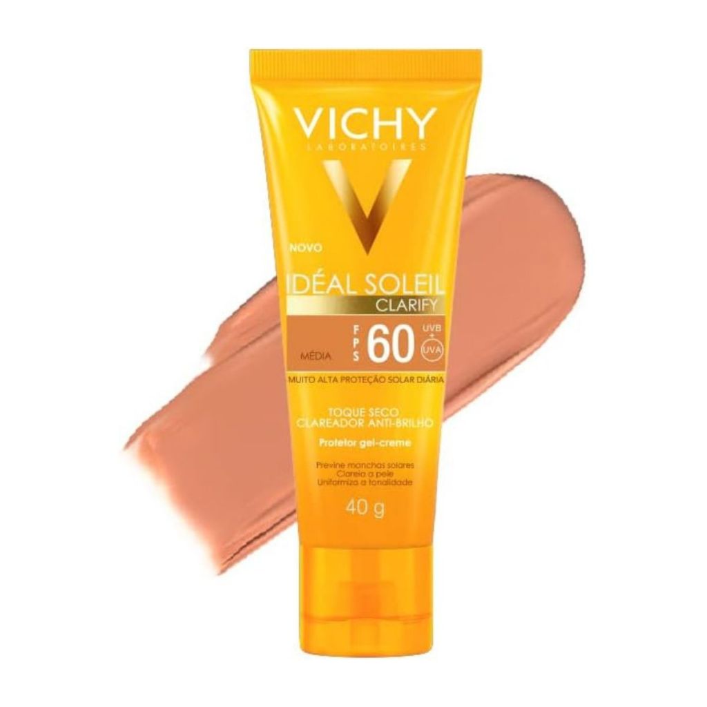Protetor Solar Vichy Idéal Soleil Clarify FPS60 Cor Média Com 40g em Oferta na Shopee