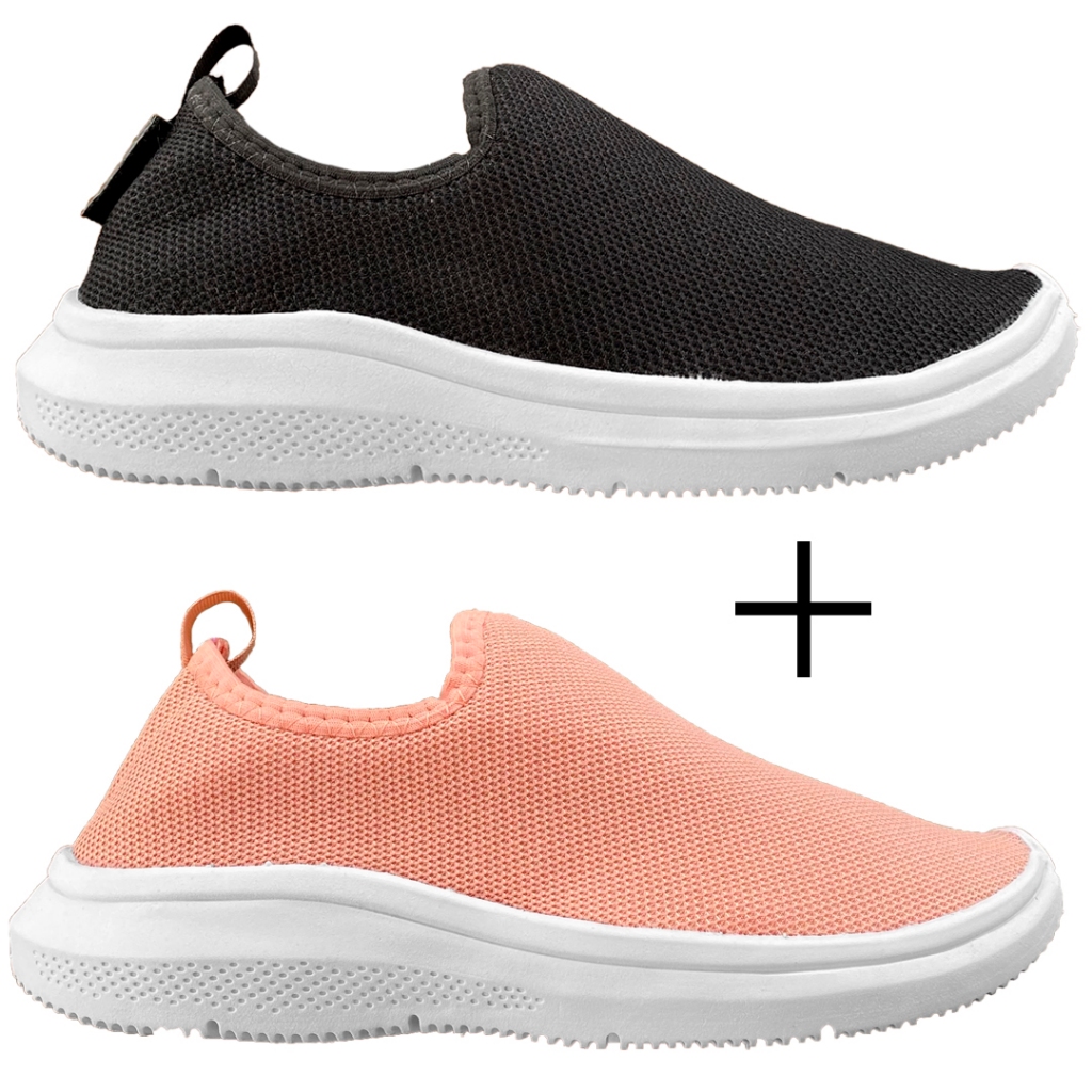 Kit 2 Tênis Meia Feminino Ortopédico Casual Calce Facil Para Academia