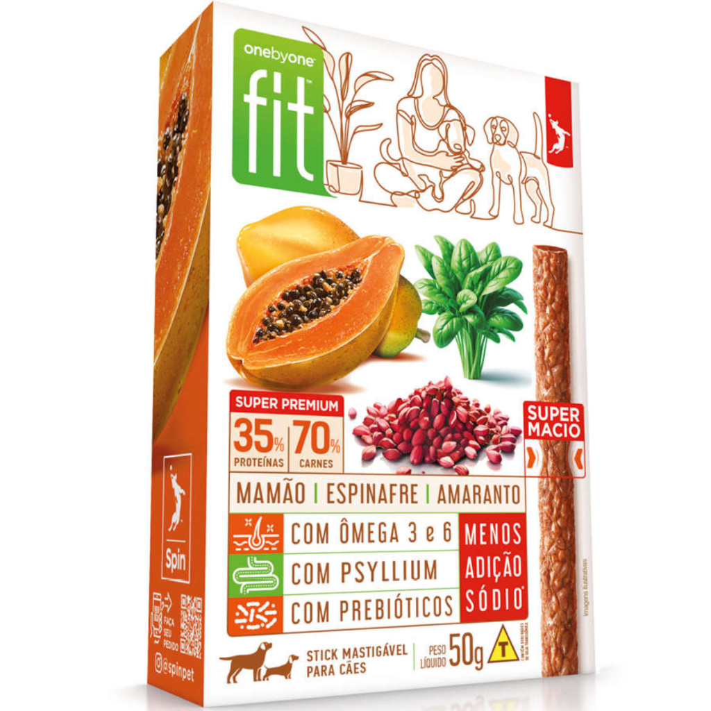 Petisco Stick Cão Spin Fit Mamão Espinafre Amaranto 50g