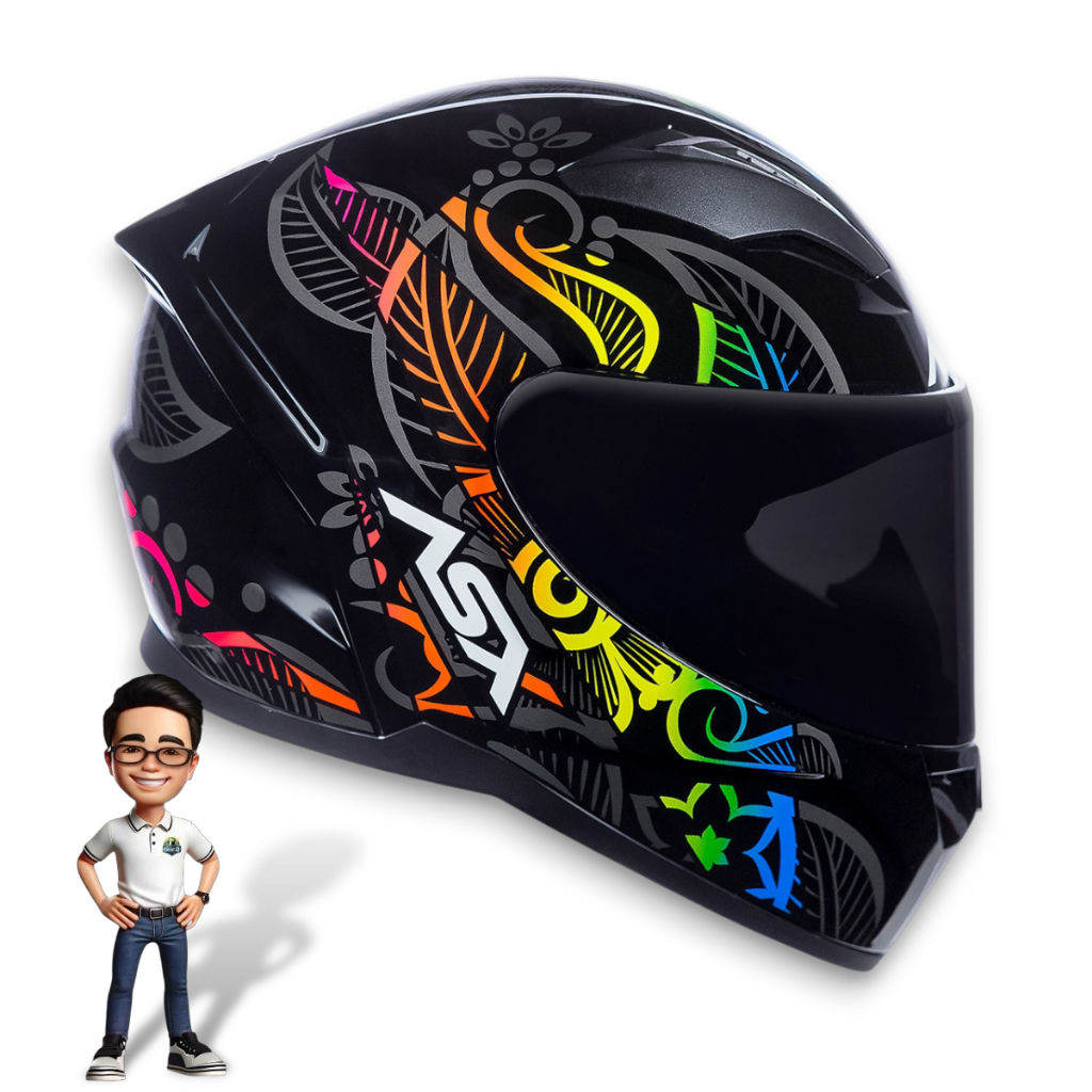 Capacete Asx City Flowers Branco / Preto Brilhante Unissex