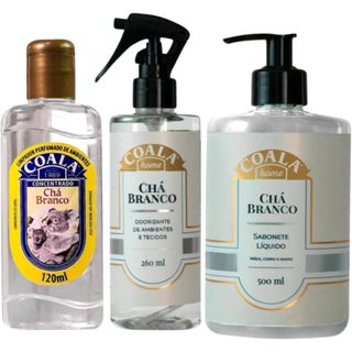 Kit Limpeza Coala Chá Branco Limpador 120ml Sabonete 500ml E Home Spray Odorizante 260ml