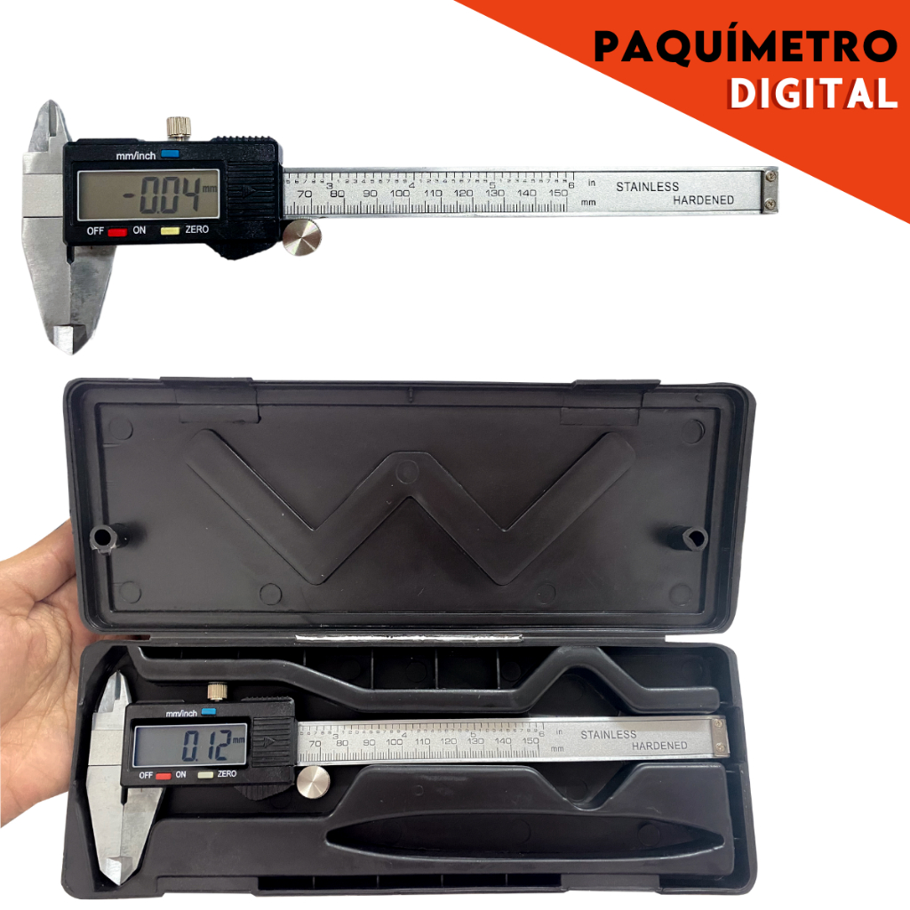 Paquímetro Digital Inox com Estojo – Medição de Alta Precisão em mm/polegada - MN