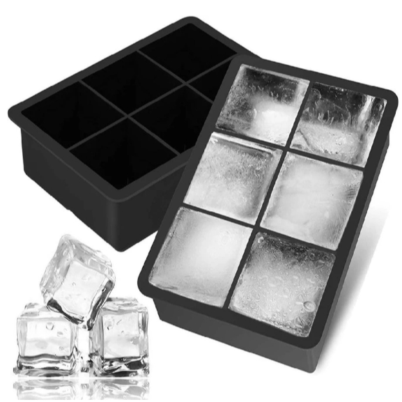 Forma Silicone Gelo Grande 6 Cubos Forminha Flexível Drinks Whisky Negroni Congelar Molho Papinha