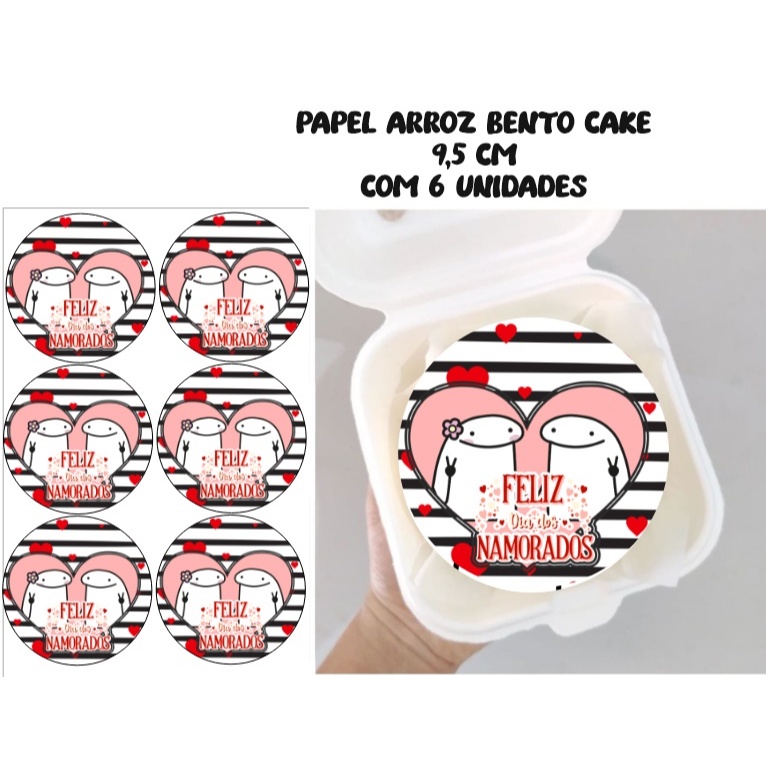 Papel de arroz Bento cake, Mini Bolo,   namorados ,Bolo Marmita com 6 unidades de 9cm