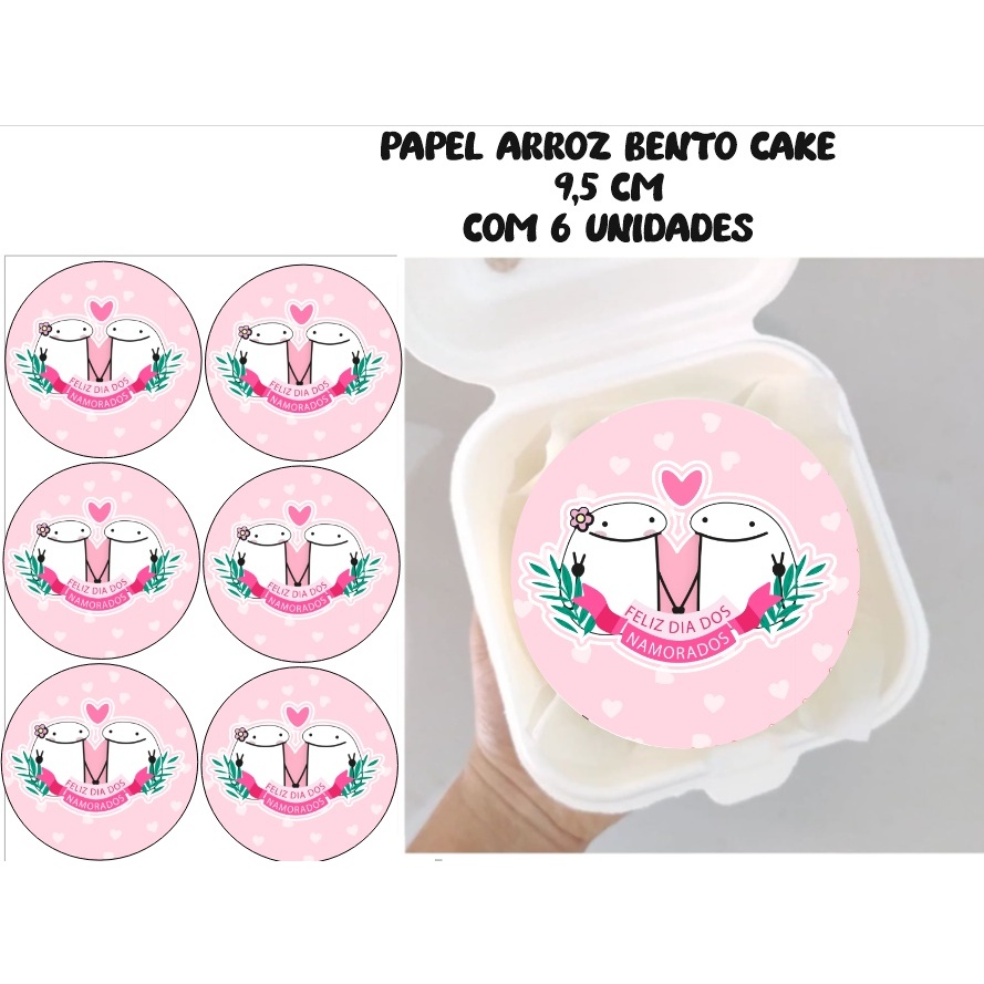 Papel de arroz Bento cake, Mini Bolo, namorados ,Bolo Marmita com 6 unidades de 9cm