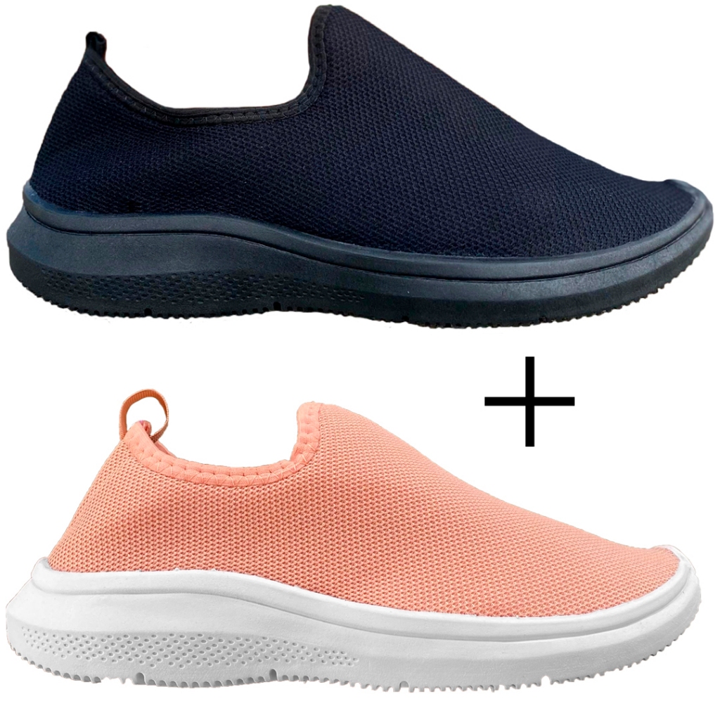 Kit 2 Tênis Meia Unissex Calce Fácil Ominin Slip On Para Caminhada Academia em Oferta na Shopee