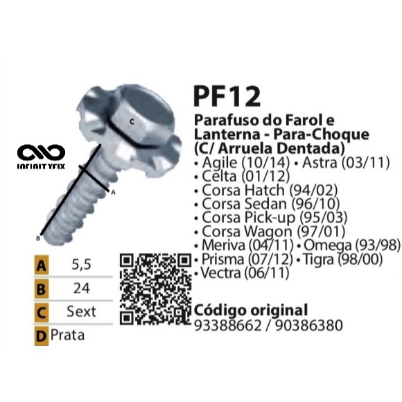 10 Parafuso do Farol Lanterna Corsa Hatch- Celta